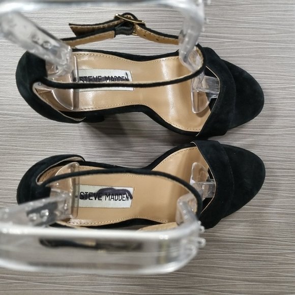 Steve Madden Carrson Block Heel Sandal, Black Suede, Womens Size 5.5 B - Picture 10 of 12
